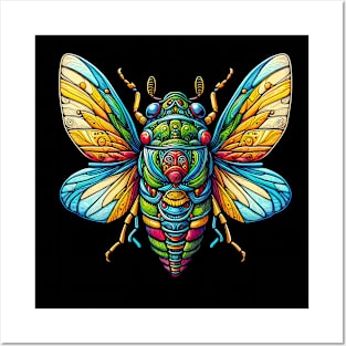 Colorful Cicada Insect Great Eastern Brood X Cicada Posters and Art